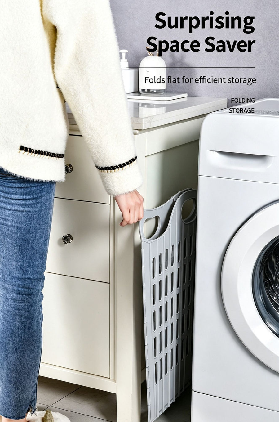Extra Small Hollow-out Wall Mount Laundry Hamper, White Foldable Storage Basket, Suitable for Dormitory & Small Bedroom