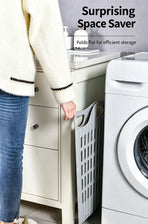 Extra Small Hollow-out Foldable Clothes Storage Basket, Grey Portable Hamper, Tidy Organiser for Laundry and Toys