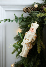 White & Gold 6 Pieces Assorted Hanging Ornament Set, Mixed Designs For Christmas & Halloween Scene Decoration