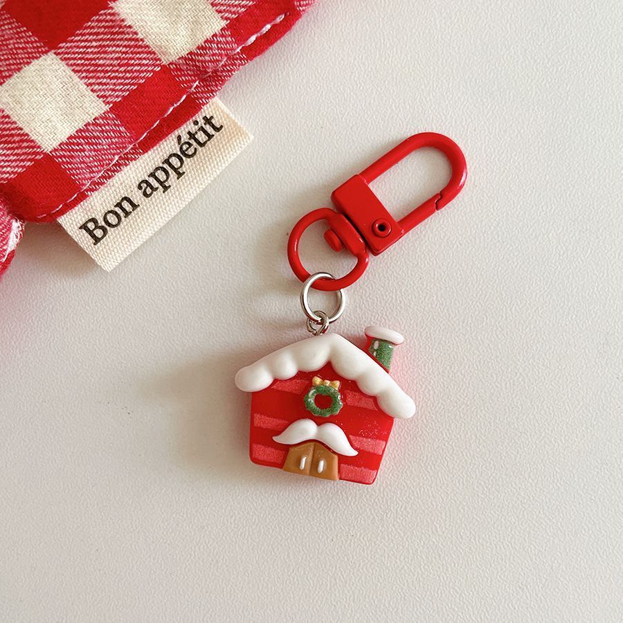 Christmas Cabin Resin Bag Charm, Adorable Backpack Pendant, Lovely Trinket for Christmas & Halloween Friendship Present