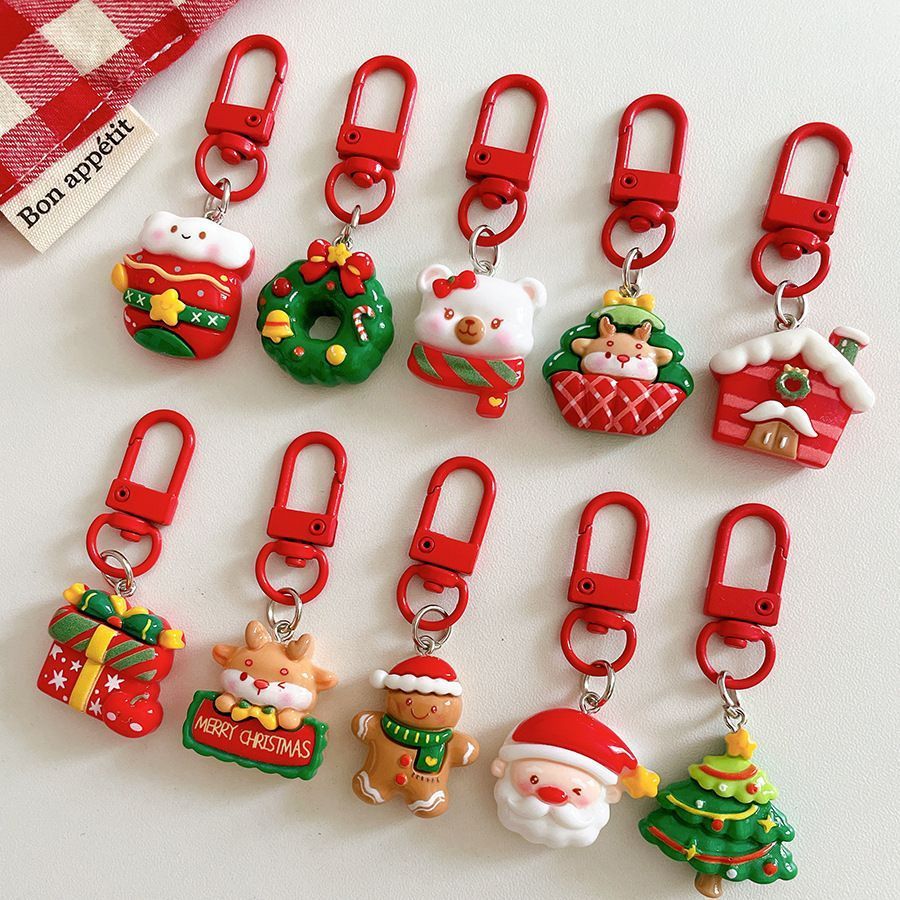 Christmas Cabin Resin Bag Charm, Adorable Backpack Pendant, Lovely Trinket for Christmas & Halloween Friendship Present