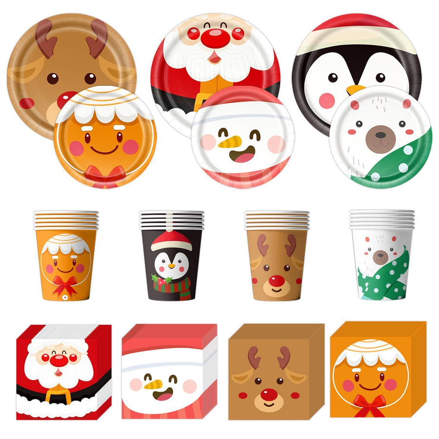 7 Inch Disposable Paper Plates 10 PCS, White Bear Pattern Tableware, Disposable Festive Decor for Christmas & Halloween Indoor Celebration