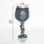 Resin Mask‑Embossed Wine Goblet 2 PCS, Twisted Stem Resin Cup, Stainless Steel Inner Cup for Christmas & Halloween Themed House Party