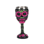 Resin Skull & Rose Embossed Goblet, Artistic Sculpted Cocktail Cup, Festive Bar Decor for Christmas & Halloween Holiday Occasion