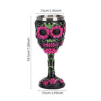 Resin Skull & Rose Embossed Goblet, Artistic Sculpted Cocktail Cup, Festive Bar Decor for Christmas & Halloween Holiday Occasion