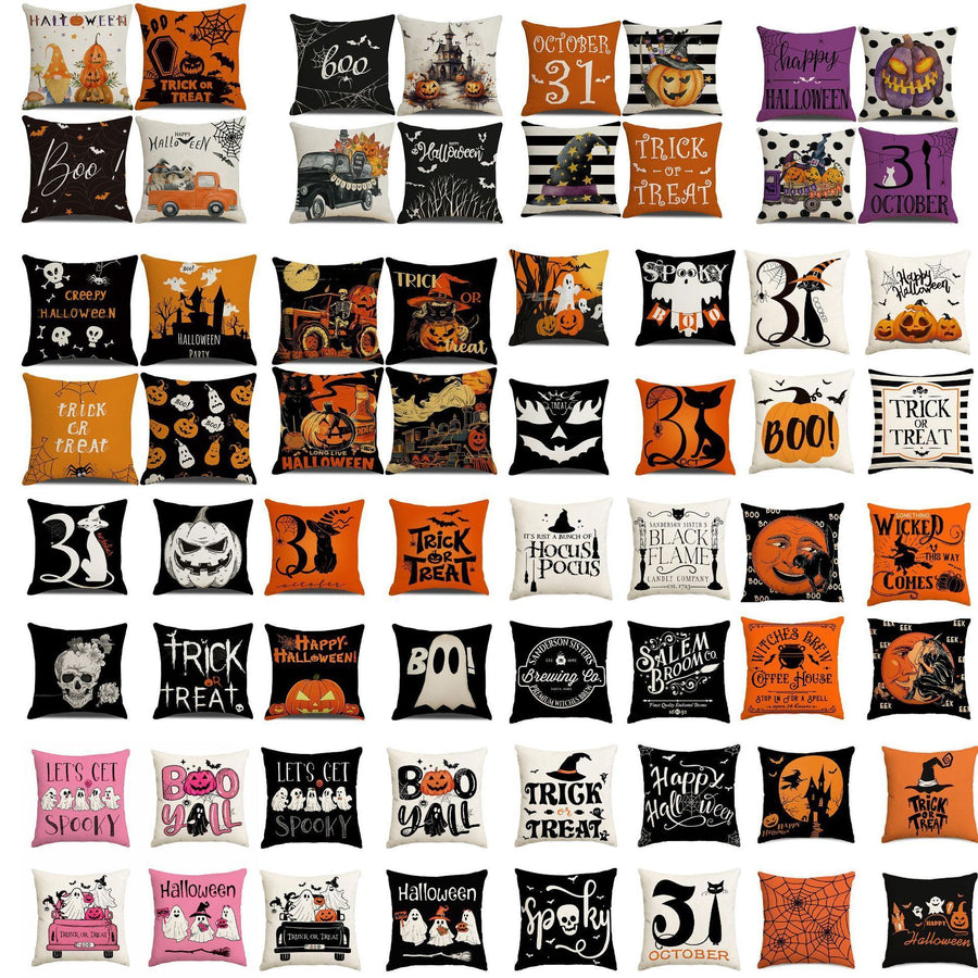 Halloween & Christmas Decorative Pillow Cover 4PC, Style 1, Suitable For Sofa, Living Room, Bedroom, 45x45cm Does Not Include Pillow Core, Soft Touch Cushion Cover For Home Space Decor
