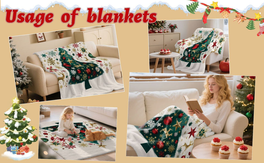 Light‑Weight Holiday Flannel Blanket, Sofa & Bed Throw, Desirable Present For Christmas & Halloween Family Gifting, Style FLR‑119, Size S, 100x130cm
