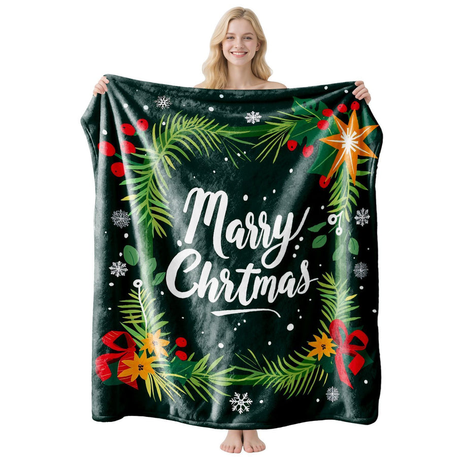 Warm Adaptable Home Flannel Throw Blanket, Lounge Cover, Practical Present For Christmas & Halloween Holiday Gift‑giving, Style FLR‑194, Size XL, 150x200cm