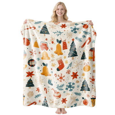 Multi‑usage Warm Flannel Air‑Condition Throw, Household Leisure Blanket, Practical Present For Christmas & Halloween Themed Holiday Party, Style FLR‑214, Size XL, 150x200cm