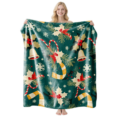Warm Decor‑focused Festive Flannel Throw Blanket, Soft Resting Cover, Practical Present For Christmas & Halloween Living‑space Holiday Makeover, Style FLR‑220, Size XL, 150x200cm