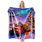 Christmas & Halloween Art‑inspired Flannel Blanket, Mellow‑surface Rest Throw, Nice Holiday Gifting Option For Different Indoor Household Areas, Style FLR‑231, Size M, 100x150cm