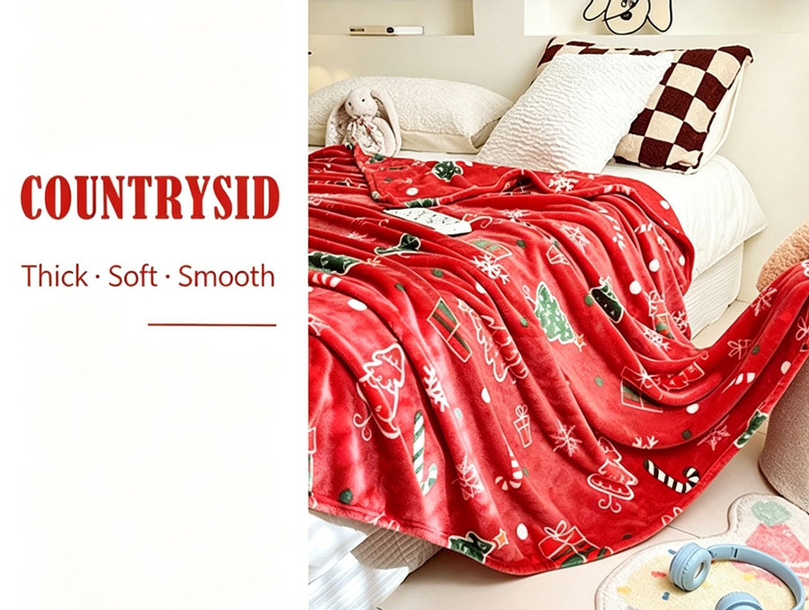 Christmas & Halloween Thick Flannel Throw Blanket, Monster Cartoon Pattern, Gentle Household Rest Blanket, Holiday Gift Blanket, 70x100cm XS Size