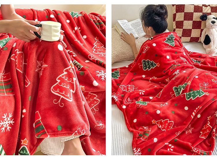 Christmas & Halloween Thick Flannel Throw Blanket, Monster Cartoon Pattern, Gentle Household Rest Blanket, Holiday Gift Blanket, 70x100cm XS Size