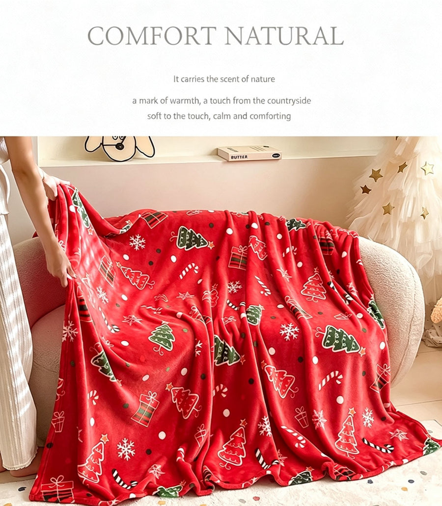 Christmas & Halloween Thick Flannel Throw Blanket, Monster Cartoon Pattern, Gentle Household Rest Blanket, Holiday Gift Blanket, 70x100cm XS Size