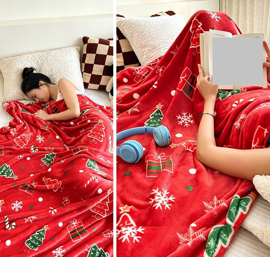 Christmas & Halloween Thick Flannel Throw Blanket, Monster Cartoon Pattern, Gentle Household Rest Blanket, Holiday Gift Blanket, 70x100cm XS Size
