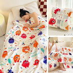 Little Monster Printed Flannel Throw Blanket, For Christmas & Halloween Home Setting, Soft Home Throw, Holiday Gift Alternative, 150x200cm L Size
