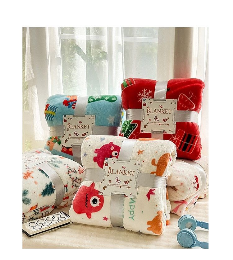 Little Monster Printed Flannel Throw Blanket, For Christmas & Halloween Home Setting, Soft Home Throw, Holiday Gift Alternative, 150x200cm L Size
