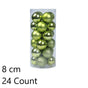 24 Pieces Vibrant Plastic Christmas Decor Spheres, Fruit Green 8cm Baubles Matching Christmas Garland and Halloween Indoor Scene Arrangement