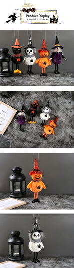 Round Belly Witch Shaped Halloween Hanging Ornament with Broom Accessory, Spooky Wall & Haunted House Decor, Suitable for Halloween Party Layout and Christmas Holiday Gift Selection