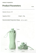 Mini Portable Foldable Silicone Hydration Cup, High Temperature Resistant Telescopic Water Container for Backpacking Camping and Christmas Small Practical Gift, 600ml, Green