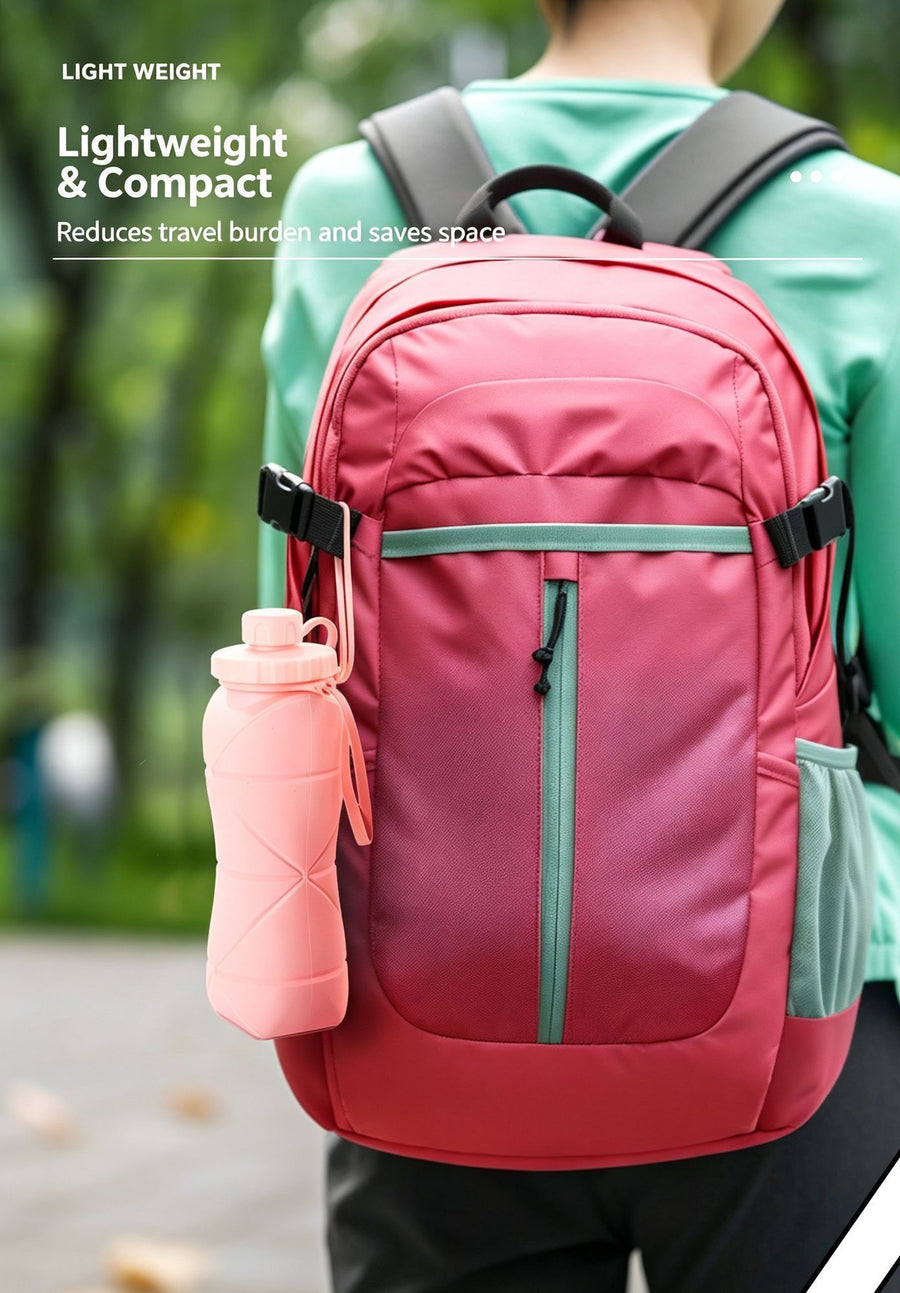 Mini Portable Foldable Silicone Hydration Cup, High Temperature Resistant Telescopic Water Container for Backpacking Camping and Christmas Small Practical Gift, 600ml, Green