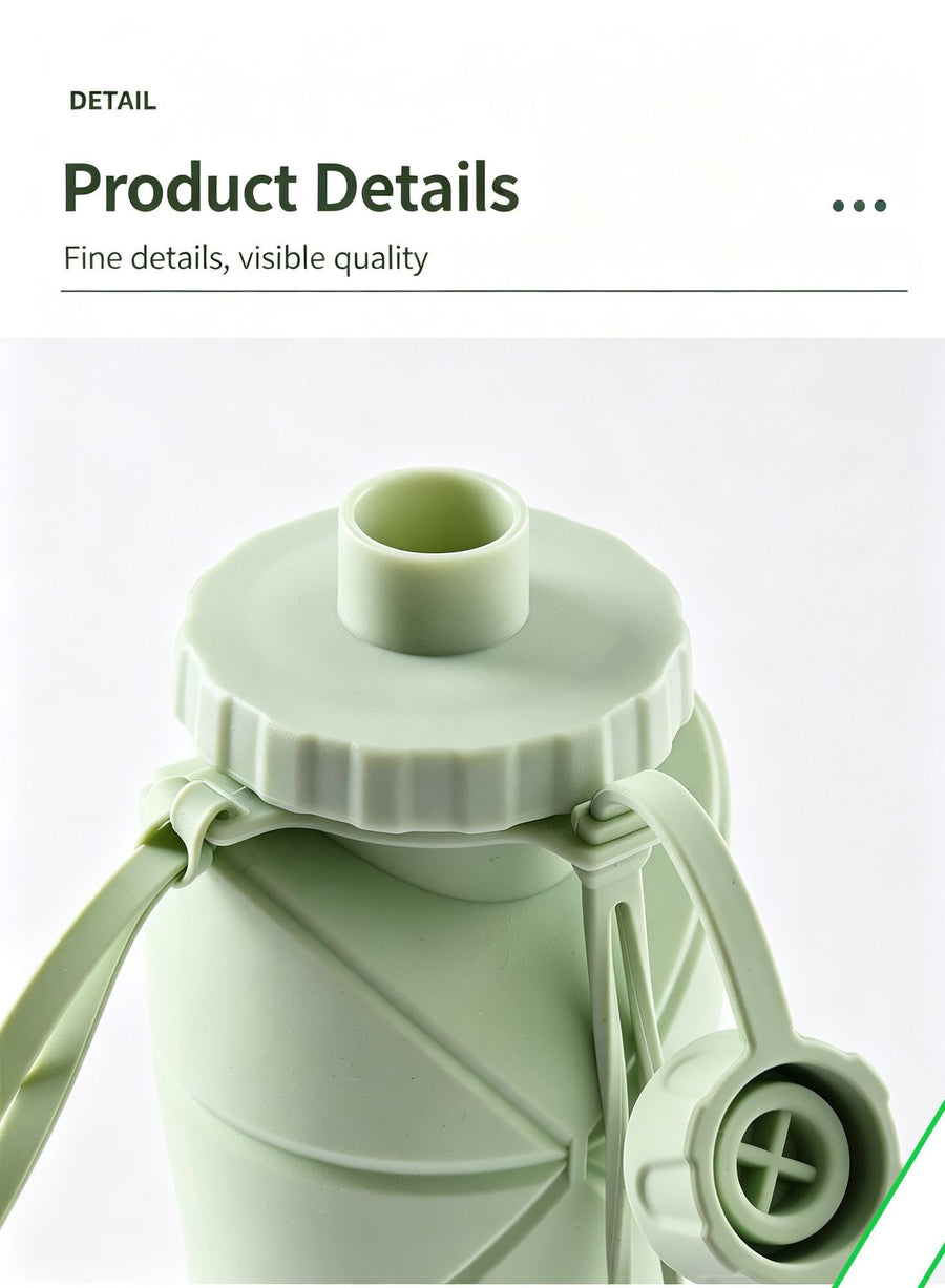 Mini Portable Foldable Silicone Hydration Cup, High Temperature Resistant Telescopic Water Container for Backpacking Camping and Christmas Small Practical Gift, 600ml, Green