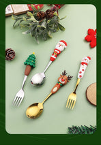 Premium Stainless Steel Christmas Spoon Fork Gift Box, 2 Large Silver Cutlery Style A, Designed for Xmas Gathering and Holiday Welfare Gifts