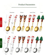 Premium Stainless Steel Christmas Spoon Fork Gift Box, 2 Large Silver Cutlery Style A, Designed for Xmas Gathering and Holiday Welfare Gifts