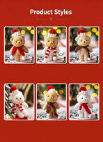 White Fluffy Christmas Bear with Pointed Hat and Red & Green Scarf, Lovely Handheld Ornament for Xmas Party Layout and Commemorative Gifts