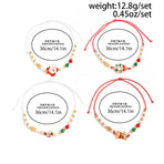 Christmas Beaded Adjustable Bracelet 4Pcs Set Code 6737K1, Cartoon Enamel Santa Claus Dangle Charms Festive Stackable Hand Jewelry for Xmas Outfit Decor and Holiday Gift Giving