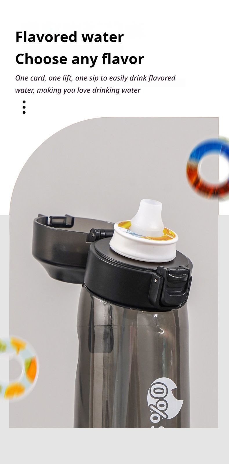 0 Sugar 0 Calorie Scented Water Bottle Transparent black