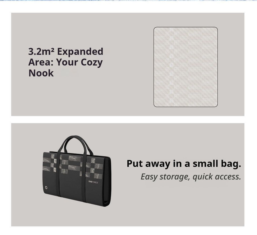 ONEFOREST 3-in-1 Tote Bag Camping Set with Black Ground Mat, Ultralight Foldable Outdoor Kit for Picnic & Travel, Christmas Holiday Practical Gift