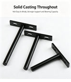 6" Nickel Hidden T Shelf Bracket 2Pcs w/ 5x60&5x80 Screws