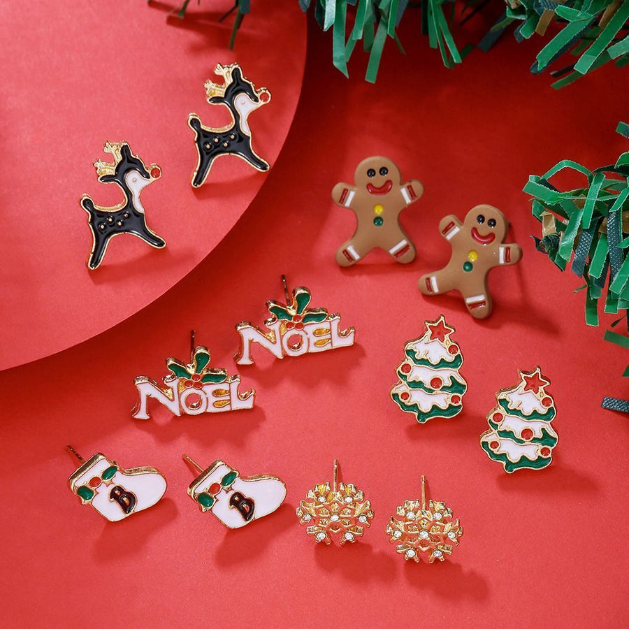 E1246-1 Holiday Styling Earring Ornaments, Christmas & Halloween Cosplay Outfit Matching Accessory, Tiny Lightweight Piercing Jewelry, Ideal Small Holiday Gift