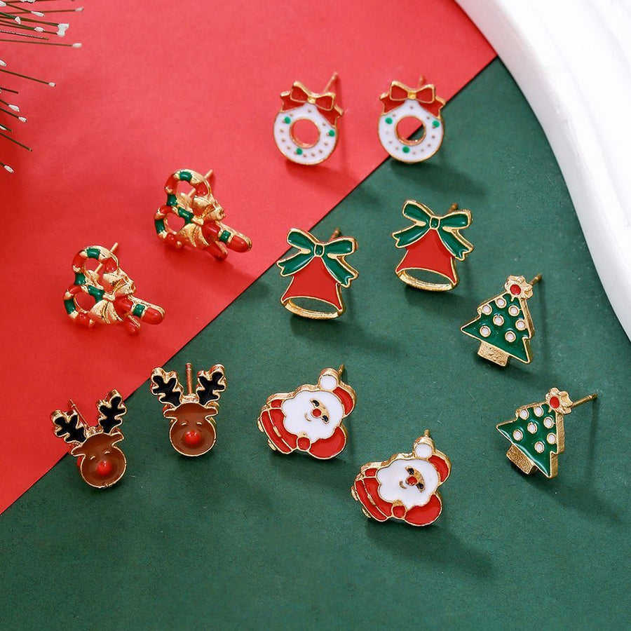 E1246-1 Holiday Styling Earring Ornaments, Christmas & Halloween Cosplay Outfit Matching Accessory, Tiny Lightweight Piercing Jewelry, Ideal Small Holiday Gift