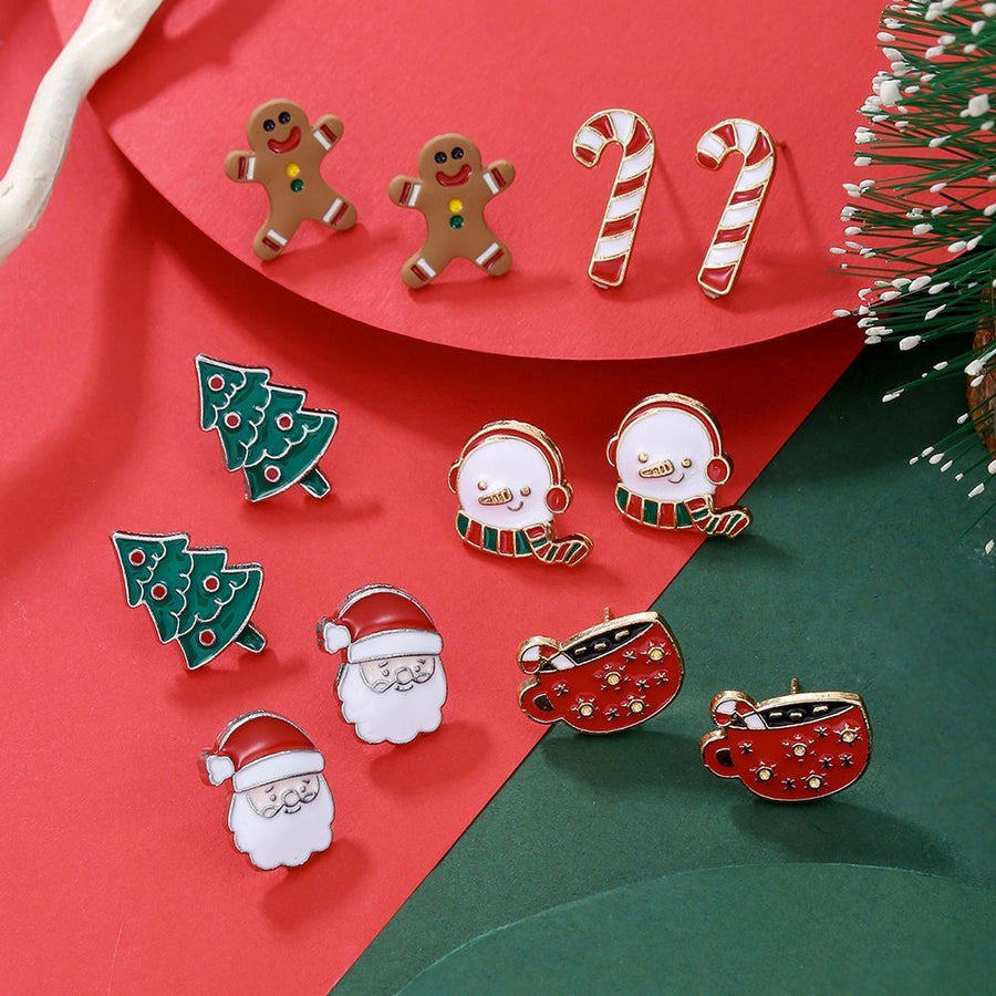 E1246-1 Holiday Styling Earring Ornaments, Christmas & Halloween Cosplay Outfit Matching Accessory, Tiny Lightweight Piercing Jewelry, Ideal Small Holiday Gift