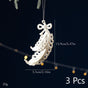 White Gold Feather Shaped Xmas Pendant, Pack of 3, Christmas & Halloween Indoor Atmosphere Layout Accessory, Lightweight Hanging Decoration, Ideal Stocking Stuffer Holiday Present