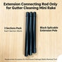 Extension Connecting Rod Only for Gutter Cleaning Mini Rake, 3 Sections Pack, Each Section 42cm, Black Splicable Extension Pole, Replacement Accessory for Roof Eaves Drainage Debris Removal Tool