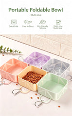 Multi‑purpose Foldable Silicone Pet Bowl, Outdoor Camping Dog Cat Feeding Dish, Christmas & Halloween Pet Party Accessory, Compact Travel‑ready Holiday Gift, 500ml, Sakura Pink