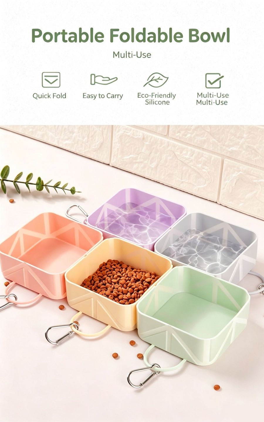 Multi‑purpose Foldable Silicone Pet Bowl, Outdoor Camping Dog Cat Feeding Dish, Christmas & Halloween Pet Party Accessory, Compact Travel‑ready Holiday Gift, 500ml, Sakura Pink