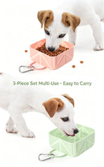 Multi‑purpose Foldable Silicone Pet Bowl, Outdoor Camping Dog Cat Feeding Dish, Christmas & Halloween Pet Party Accessory, Compact Travel‑ready Holiday Gift, 500ml, Sakura Pink
