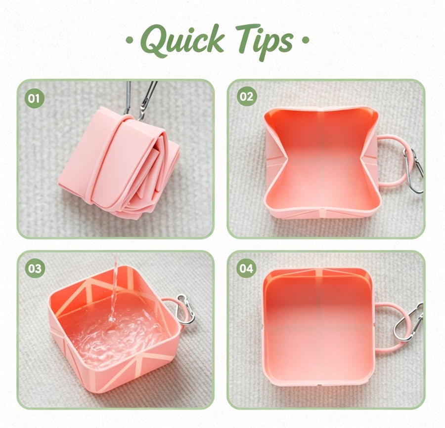 Multi‑purpose Foldable Silicone Pet Bowl, Outdoor Camping Dog Cat Feeding Dish, Christmas & Halloween Pet Party Accessory, Compact Travel‑ready Holiday Gift, 500ml, Sakura Pink