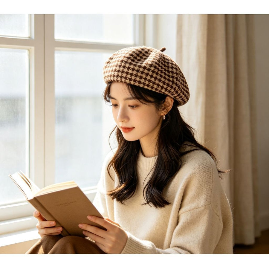 Suede‑Feel Buckle Octagonal Hat, Coffee Tone, Adjustable 56‑58cm, Christmas & Halloween Vintage Party Headwear, Elegant Retro Cap, Delicate Holiday Gift