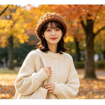 Mini Plain Beret Cap, Coffee Tone, Adjustable 56‑58cm, Christmas & Halloween All‑match Daily Headwear, Classic Retro Hat, Delicate Holiday Gift