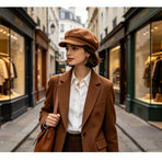 Mini Plain Beret Cap, Coffee Tone, Adjustable 56‑58cm, Christmas & Halloween All‑match Daily Headwear, Classic Retro Hat, Delicate Holiday Gift