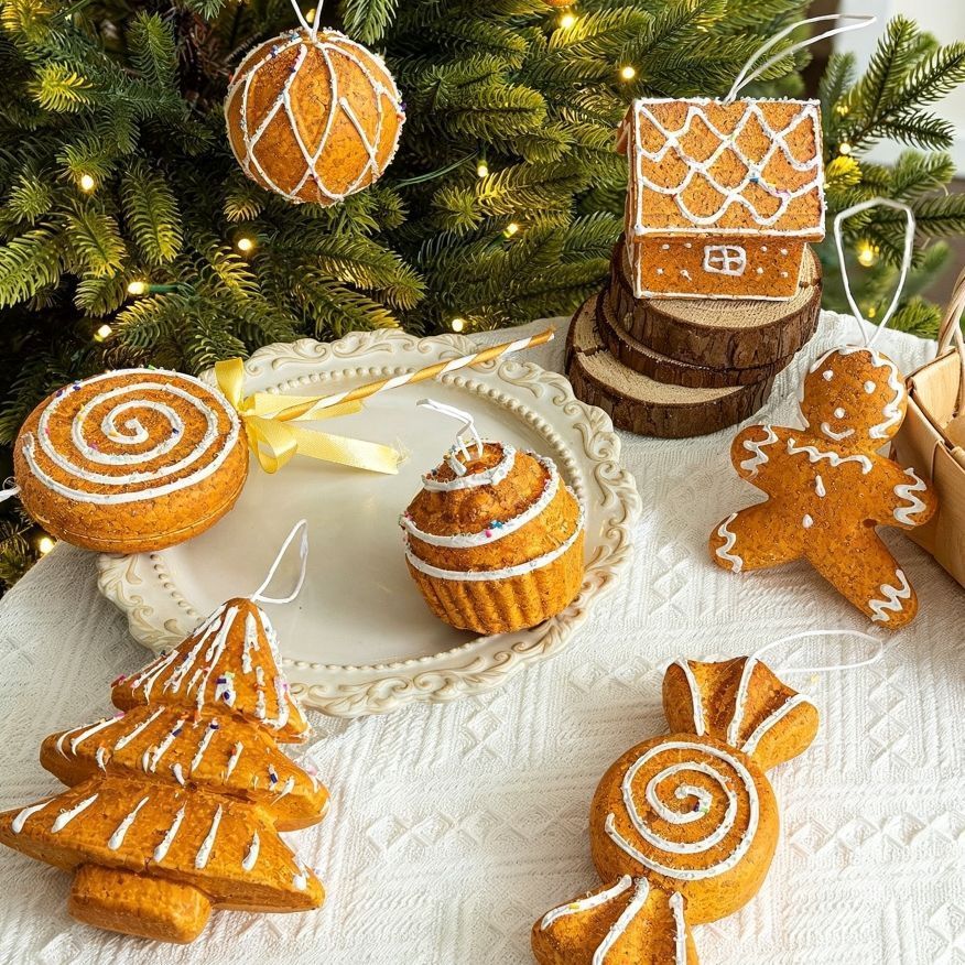 Foam Gingerbread Candy Ornament, Christmas & Halloween Home Window Door Hanging Decoration, Festive Tree Pendant, Nice Holiday Gift for Xmas Scene Layout