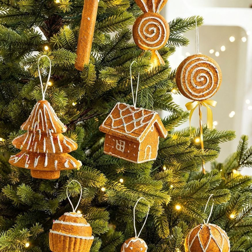 Foam Gingerbread Candy Cane Hanging Ornament, Christmas & Halloween Door & Window Decoration, Xmas Tree Hanging Charm, Lovely Holiday Party Accessory