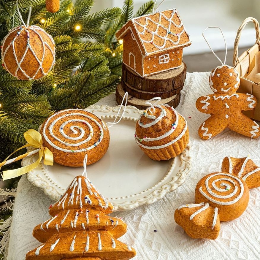 Foam Gingerbread Candy Cane Hanging Ornament, Christmas & Halloween Door & Window Decoration, Xmas Tree Hanging Charm, Lovely Holiday Party Accessory