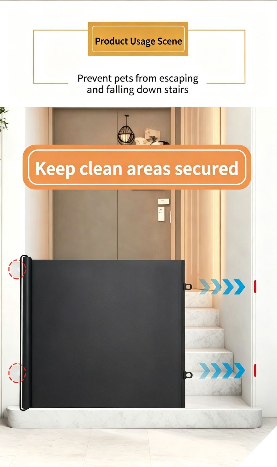 Automatic Retractable Pet Gate, Large Size Black 78*130cm, Anti‑jump Cat Separation Fence, Home Safety Barrier, Christmas & Halloween Pet Supply, Thoughtful Holiday Present