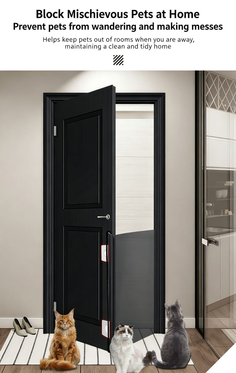 Automatic Retractable Pet Gate, Large Size Black 78*130cm, Anti‑jump Cat Separation Fence, Home Safety Barrier, Christmas & Halloween Pet Supply, Thoughtful Holiday Present